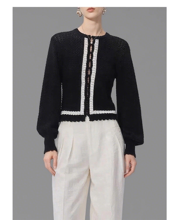 Contrast Trim Knitted Cardigan