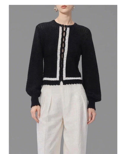 Contrast Trim Knitted Cardigan