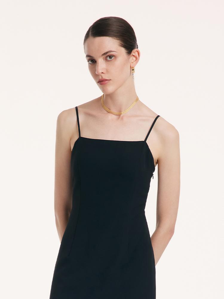Back Twisted Spaghetti Strap Dress With Detachable Bra Pads
