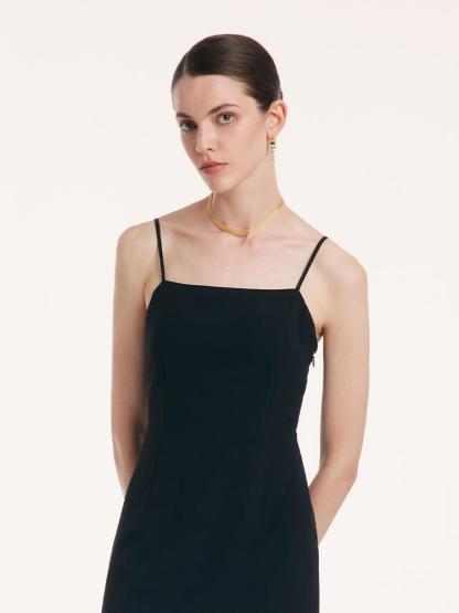 Back Twisted Spaghetti Strap Dress With Detachable Bra Pads