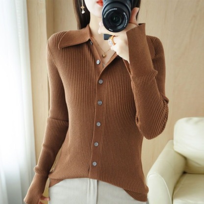 Collared Textured Cardigan