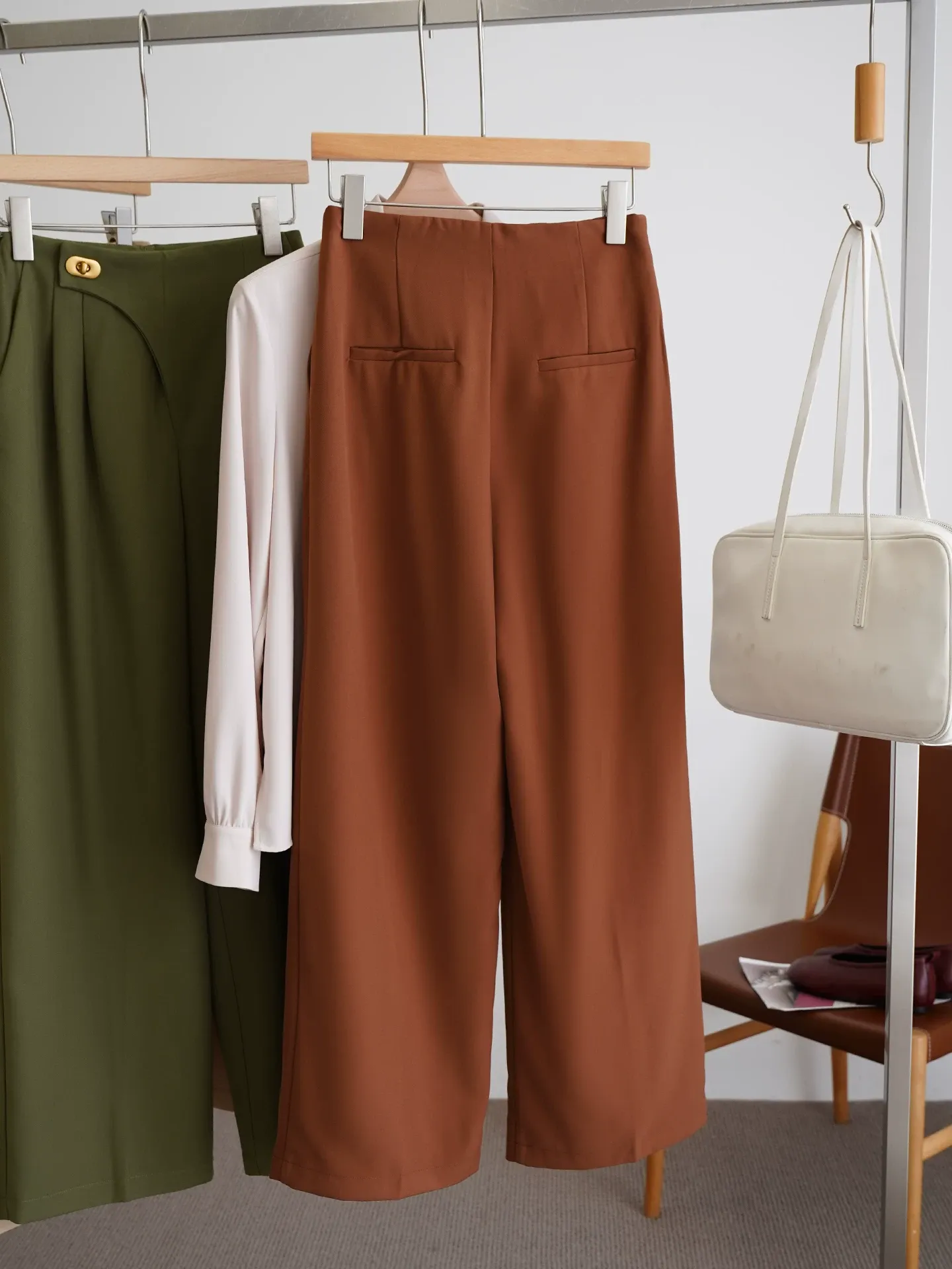 Asymmetric Pleated Wide Leg Pants