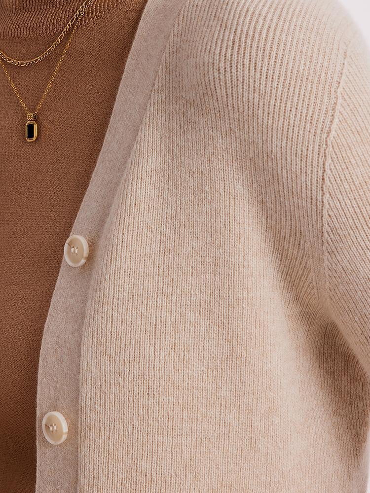 Beige Seamless Cashmere Cardigan