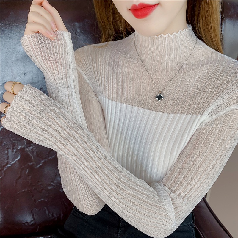 Sheer Panel Slim Sweater