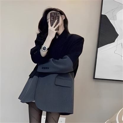 Irregular Stitching Black Blazer