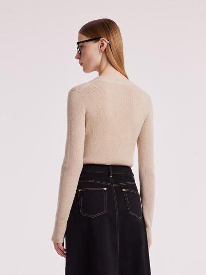 Beige Seamless Cashmere Cardigan