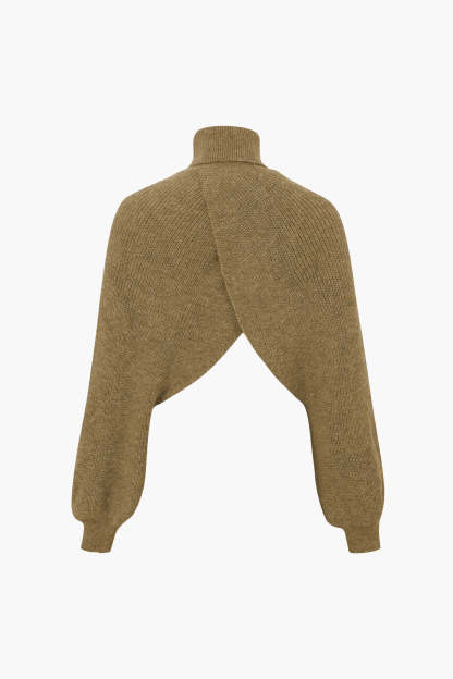 Batwing Sleeve Turtleneck Crop Sweater