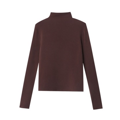 Pipe half-neck comfortable slim T-shirt