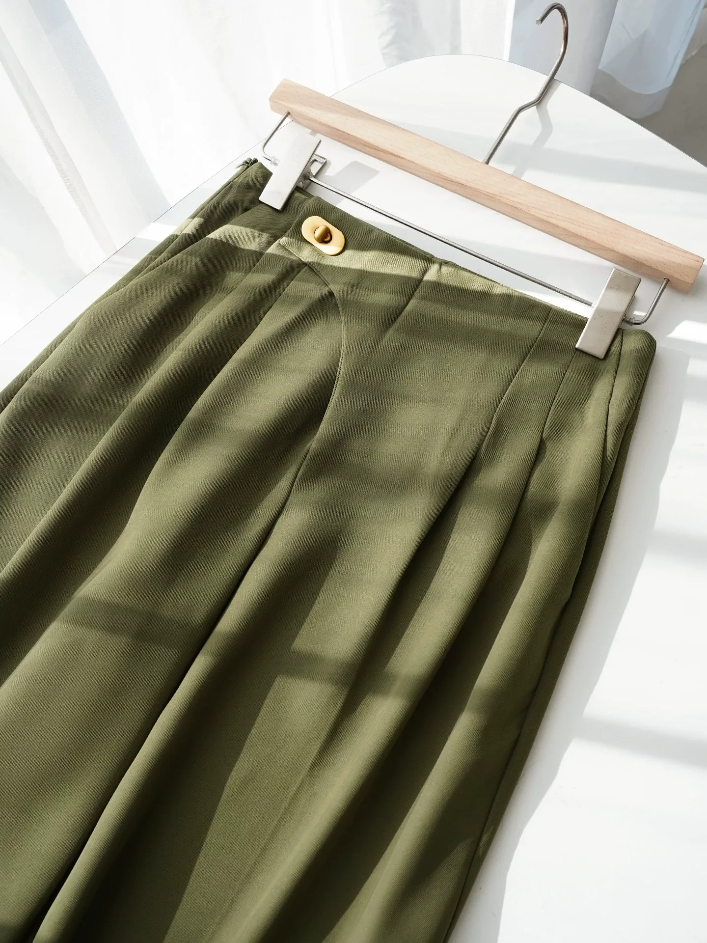 Asymmetric Pleated Wide Leg Pants