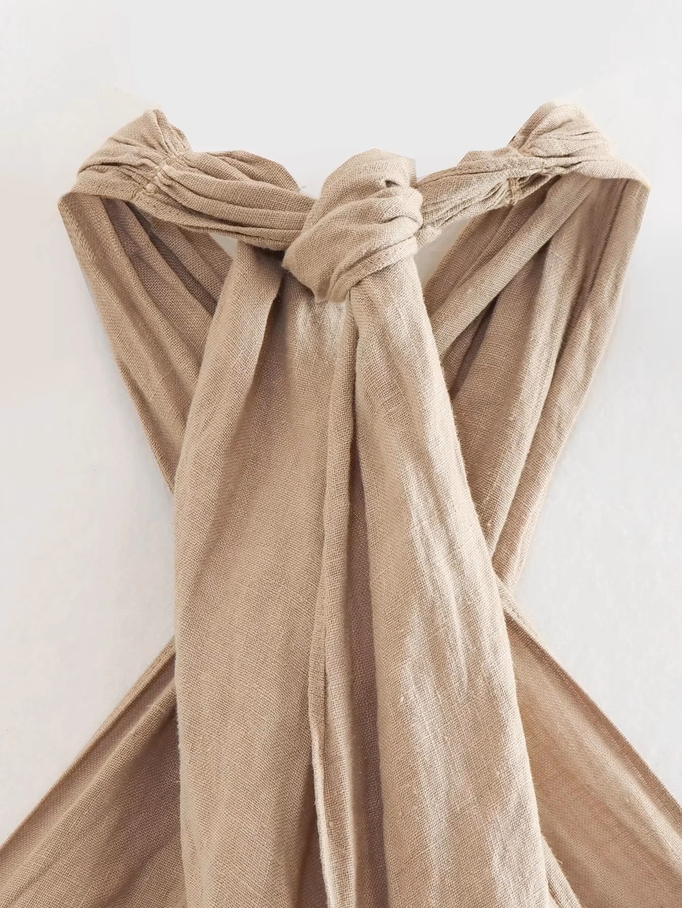 Cotton & Linen Crisscross Neckline Dress