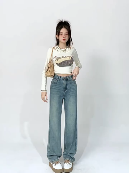 High Waisted Straight Leg Jeans