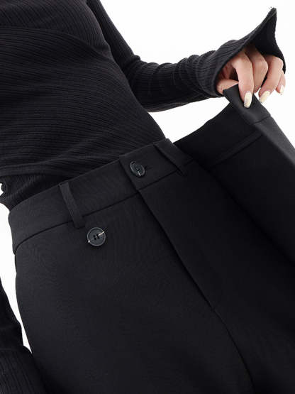 Asymmetrical Layer Button Wide Leg Pants