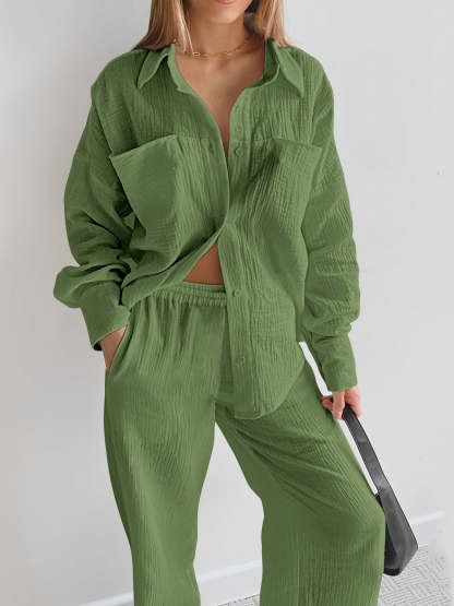 Minimalist Cotton Two Piece Pants Set