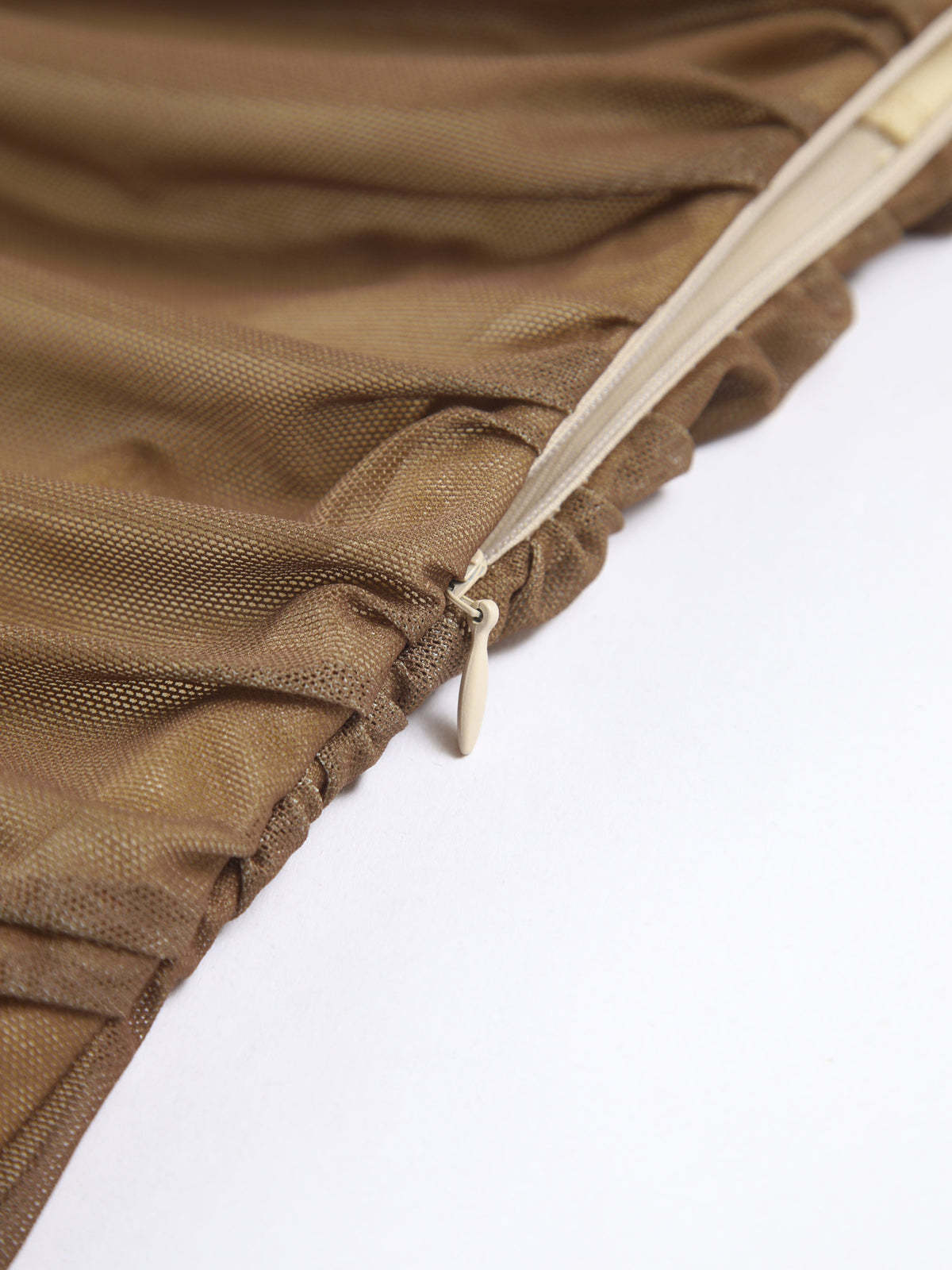 Cappuccino Ombre Mesh Zippered Long Dress