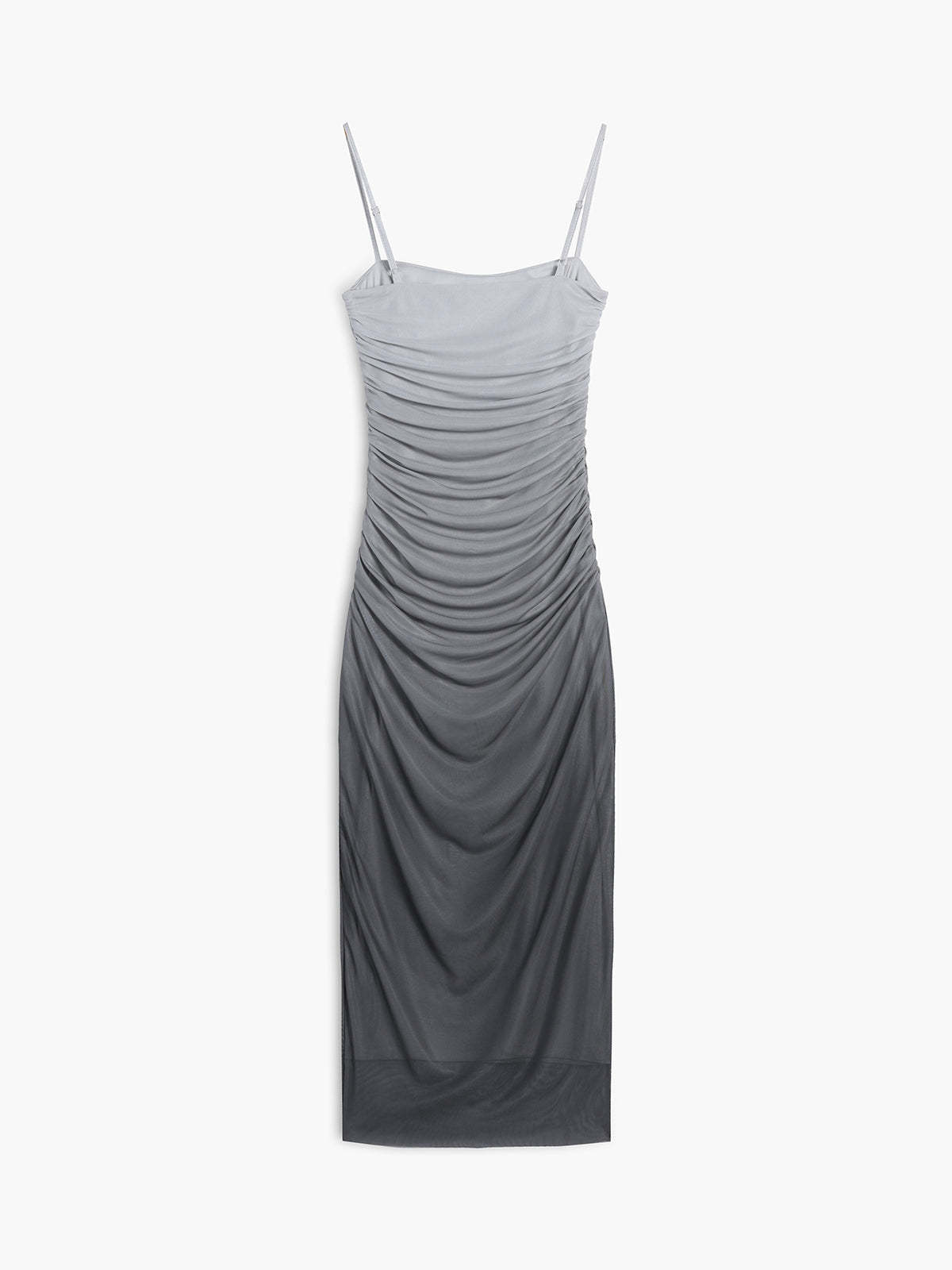 Cappuccino Ombre Mesh Zippered Long Dress