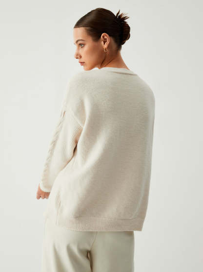 Vanilla Button Down Cable Knit Oversized Cardigan