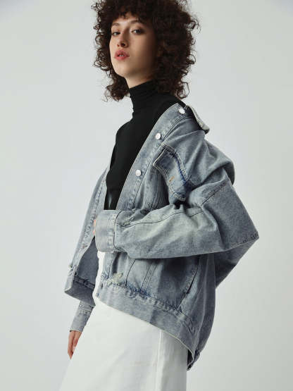 Distressed Detail Denim Jacket