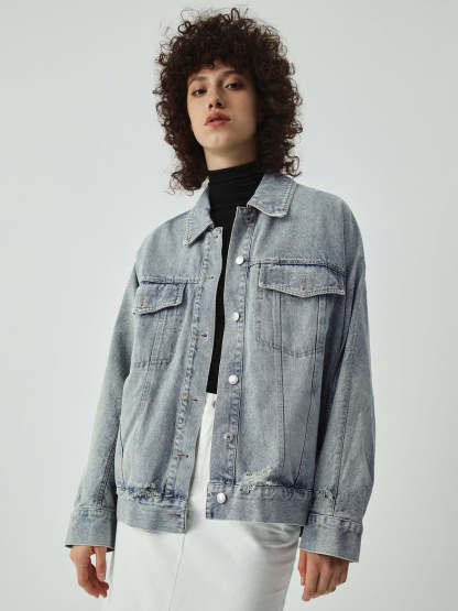 Distressed Detail Denim Jacket