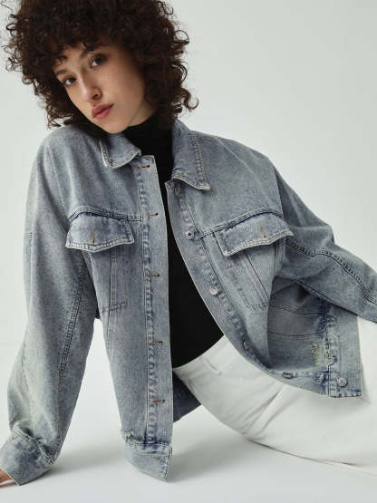 Distressed Detail Denim Jacket