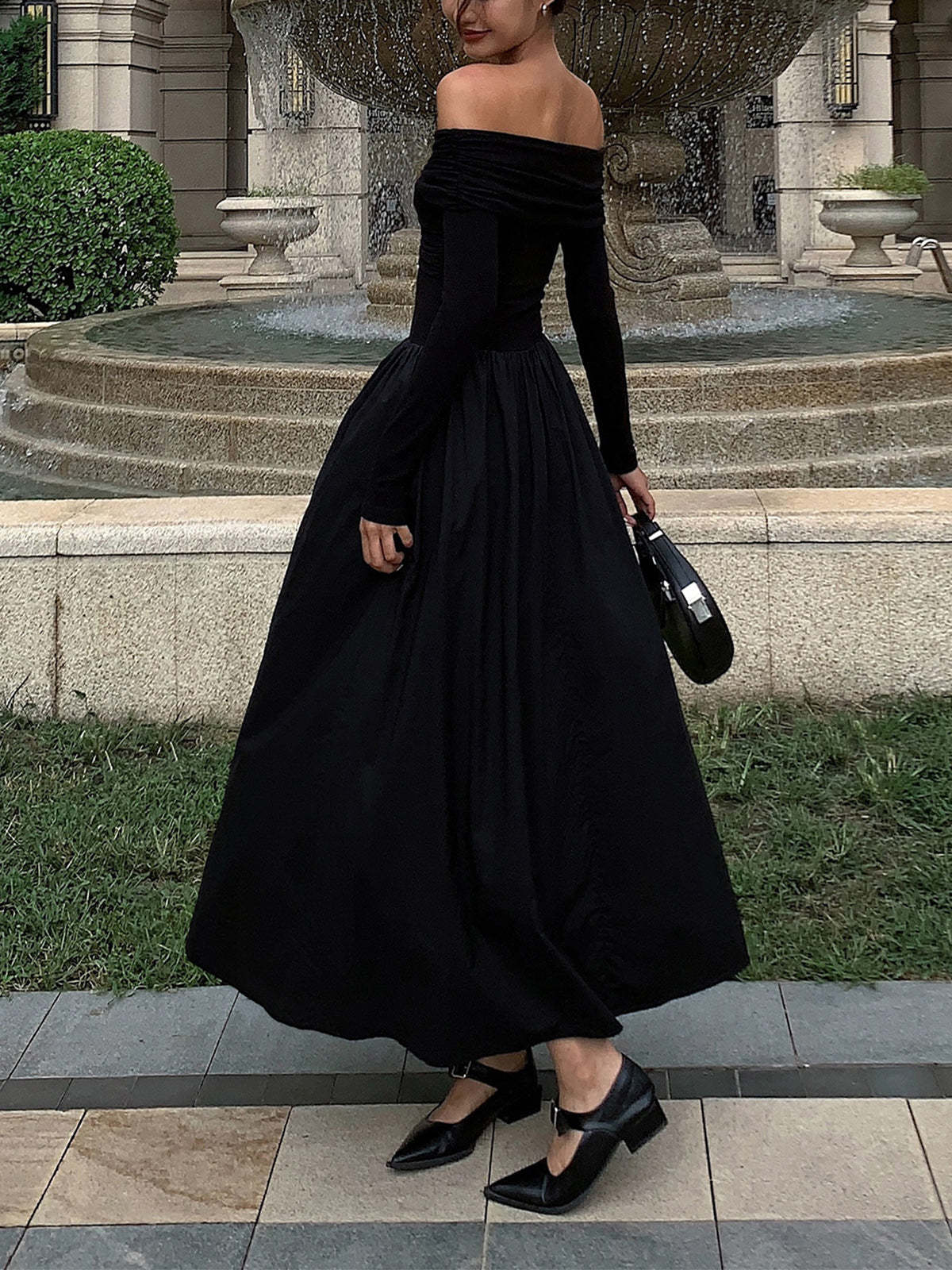 Off Shoulder Criss Cross Long Dress