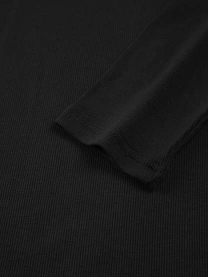 Sliver Lining Contrast Neckline Long Sleeve Top