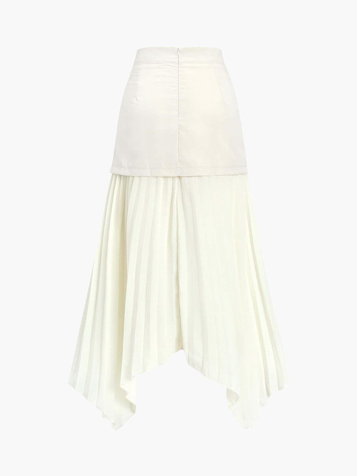 Patchwork Asymmetrical Pleated Buttoned Midi Skirt