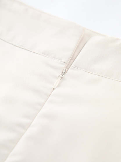 Patchwork Asymmetrical Pleated Buttoned Midi Skirt