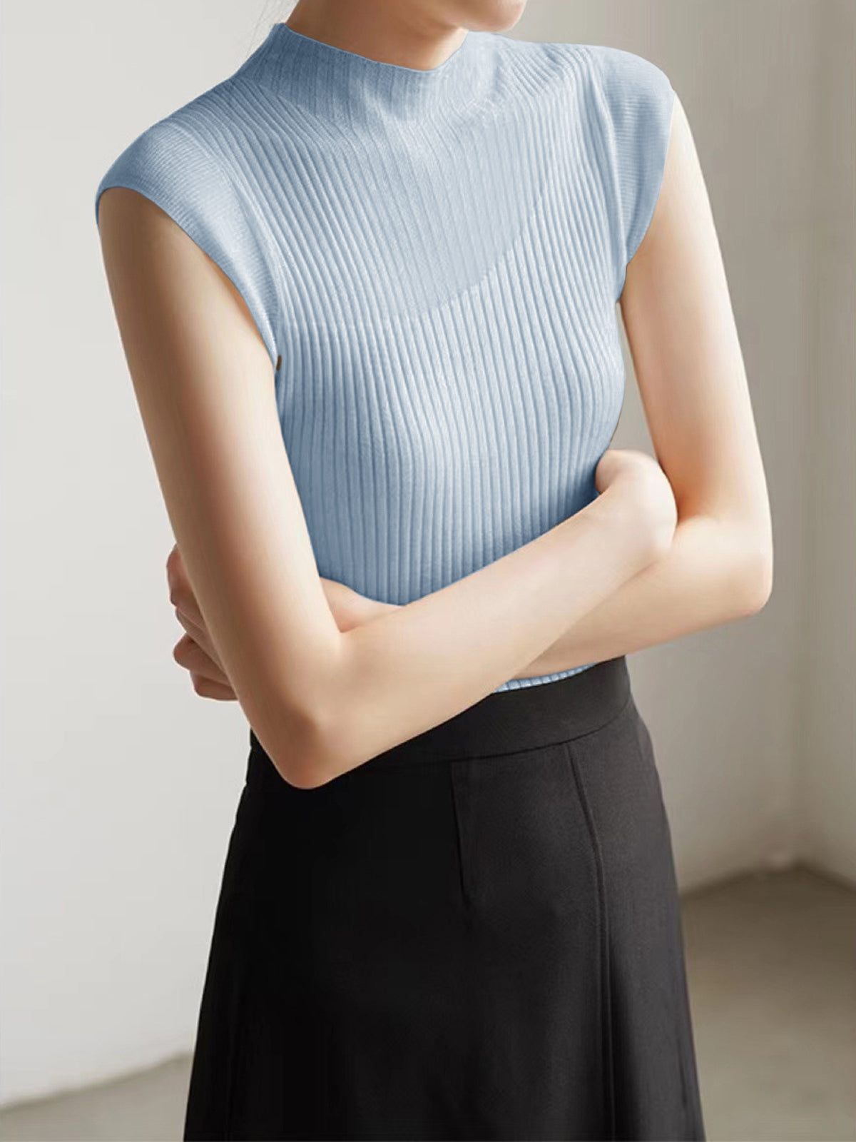 Mesh Patchwork Sleeveless Top-J.ING