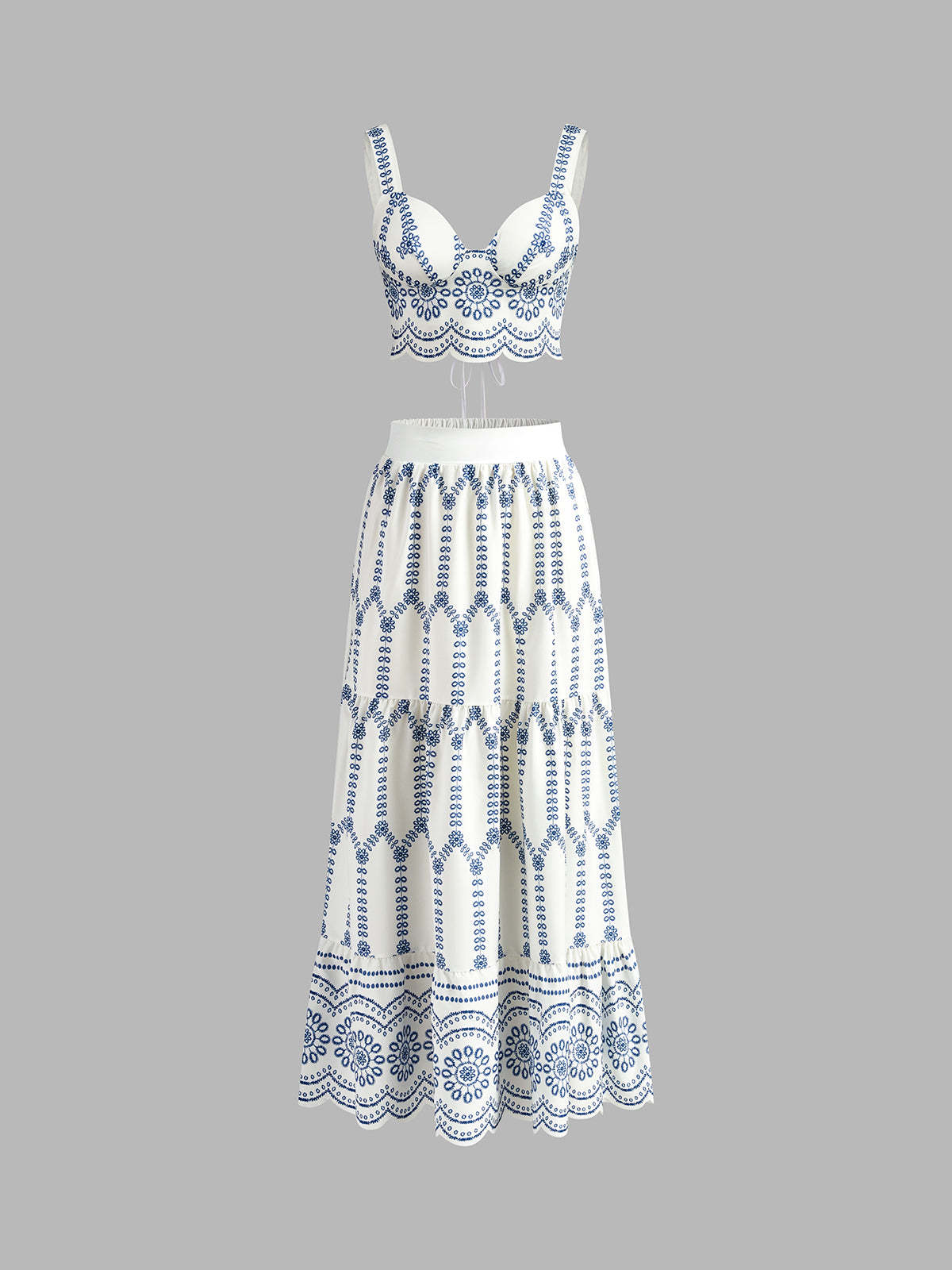 Printed Sleeveless Tie Back Skirt Set