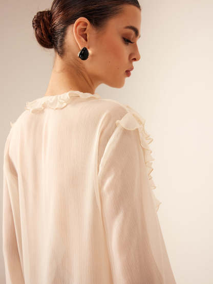 Ruffle Chiffon Breasted Blouse
