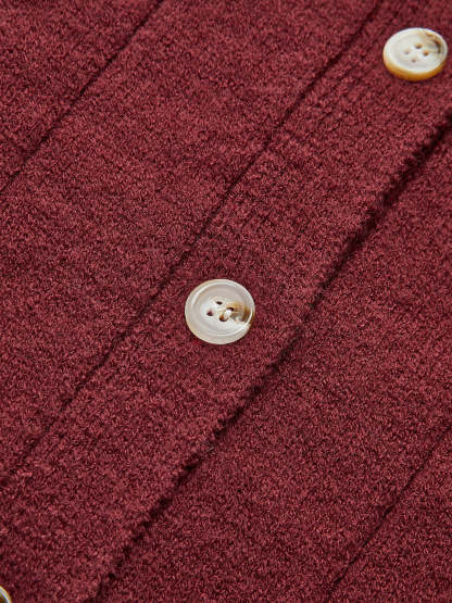 Crew Neck Button Soft Cardigan