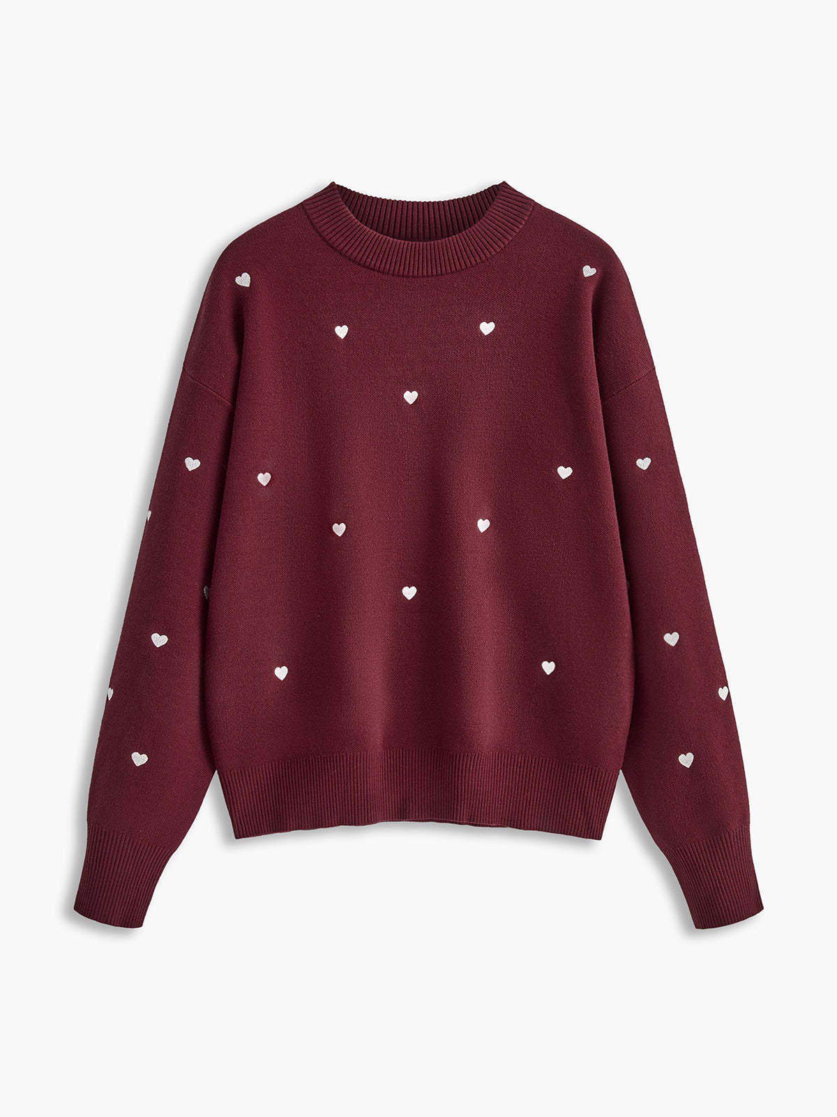 Embroidered Heart Oversized Knit Sweater