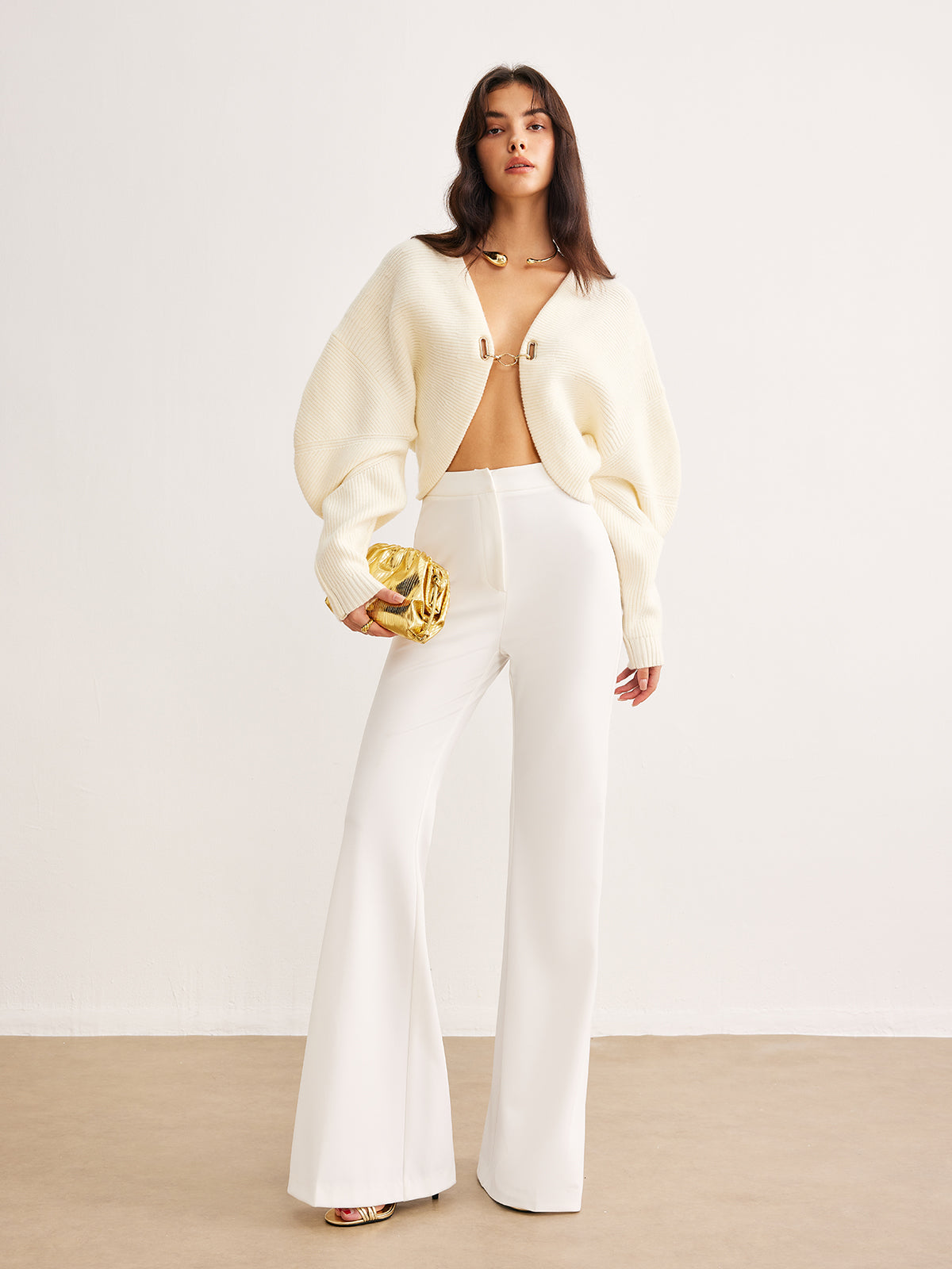 Leg-Of-Mutton Sleeve Metal Cardigan – J.ING