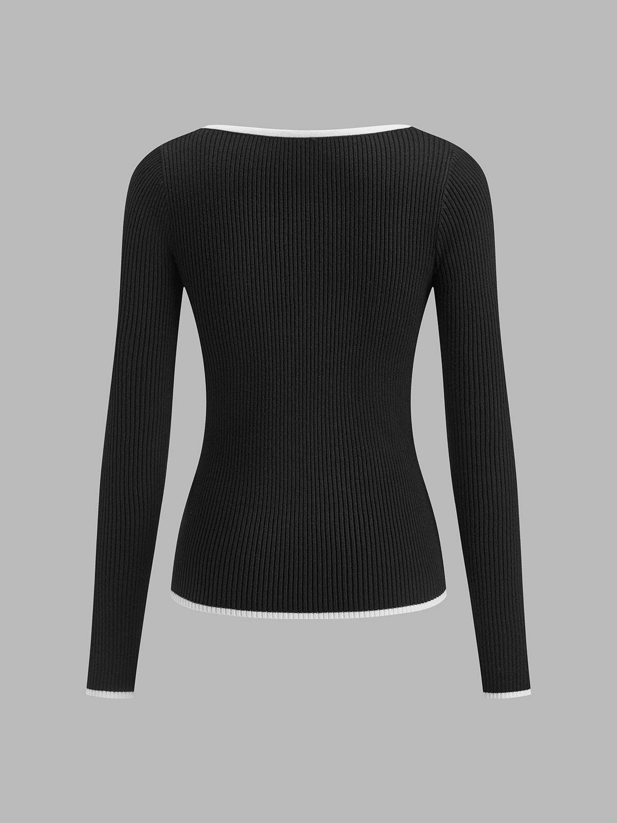 Contrast Trim Sexy Knit Top