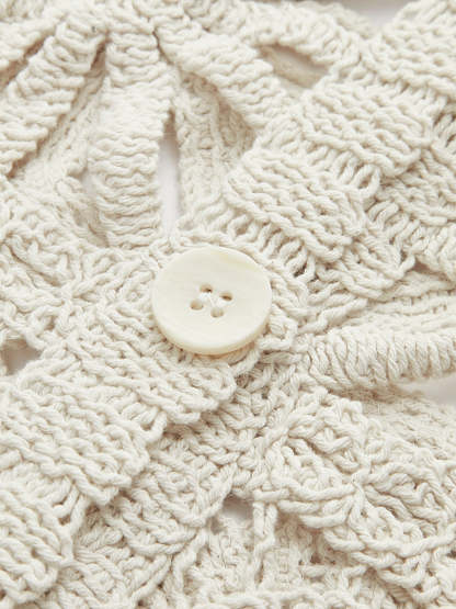 Crochet Square Pattern Button-Front Cardigan set