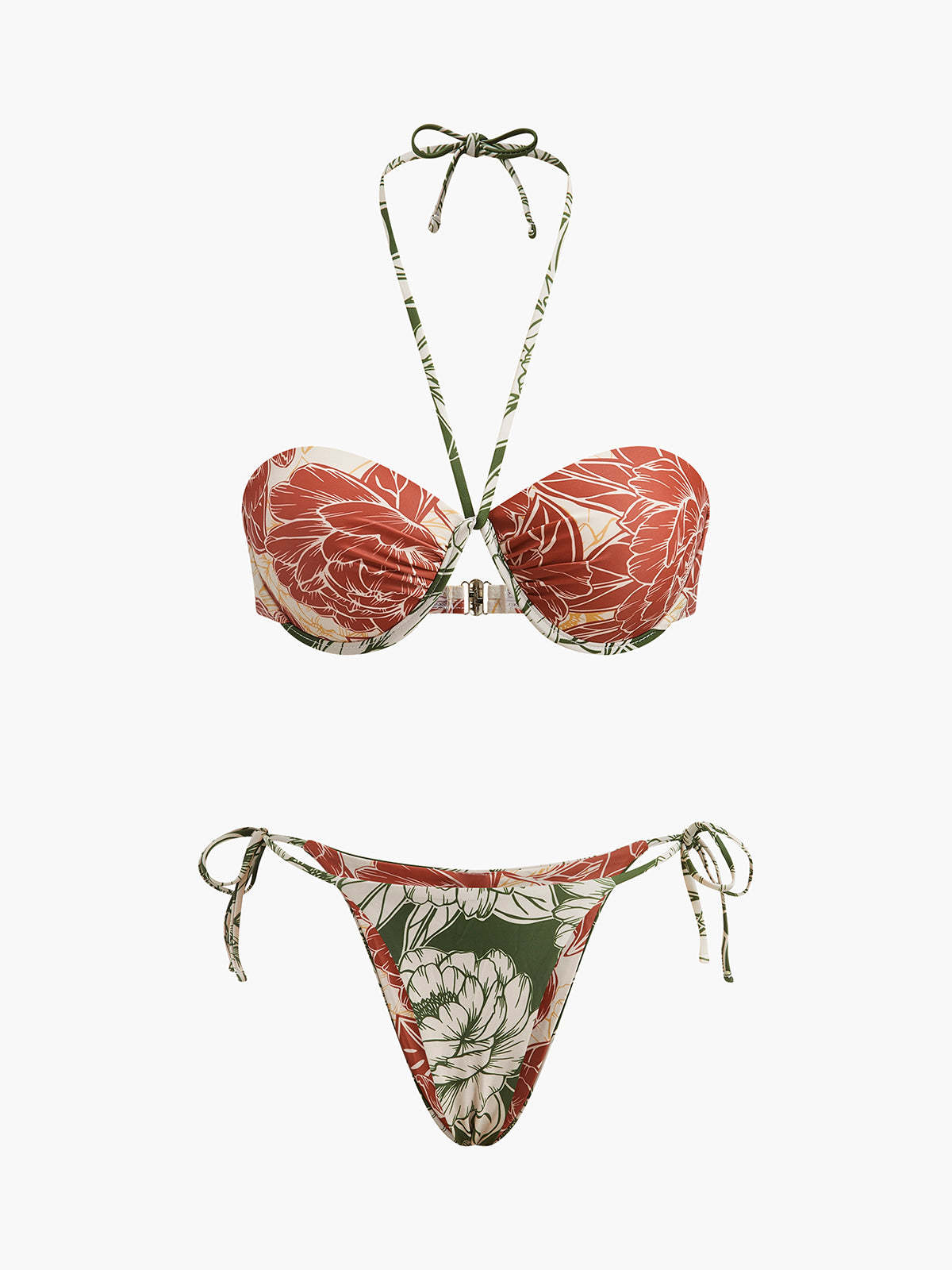 Floral Bikini Set With Tie Side Skirt