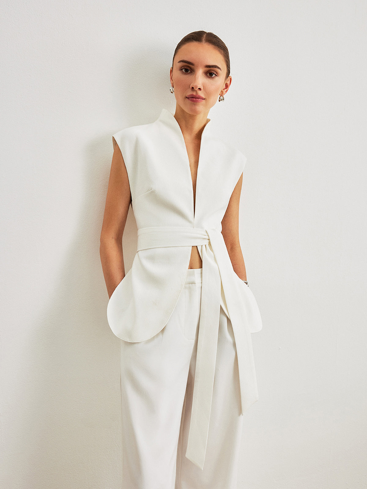 Belted Peplum Top & Pants Set