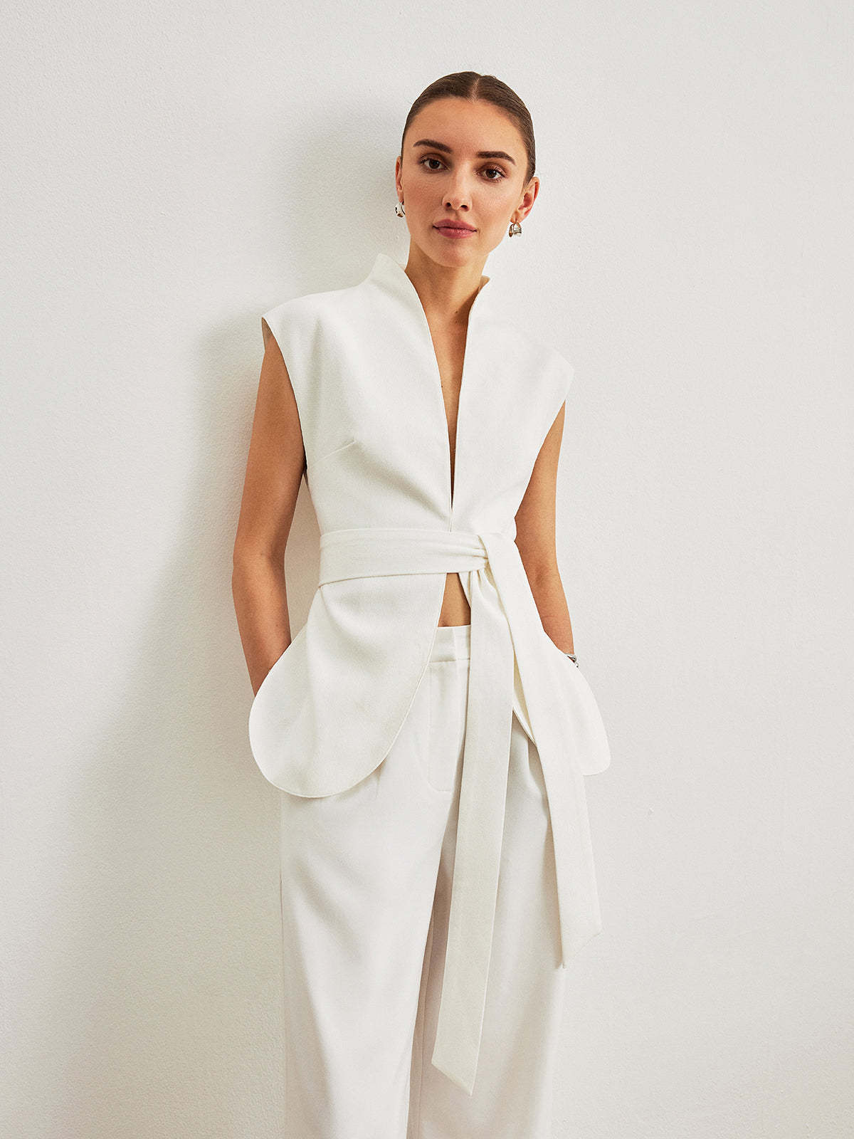 Belted Peplum Top & Pants Set