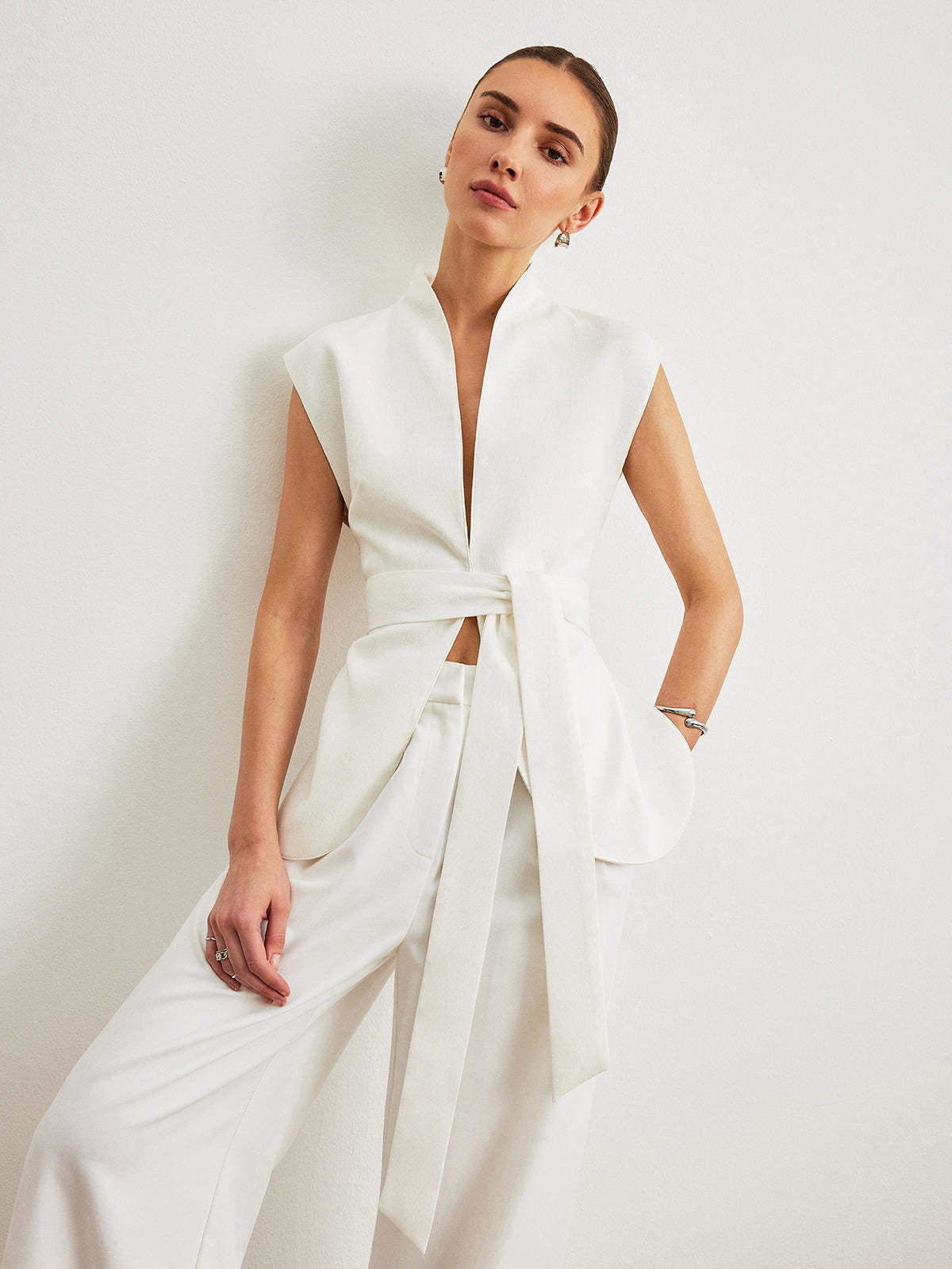 Belted Peplum Top & Pants Set