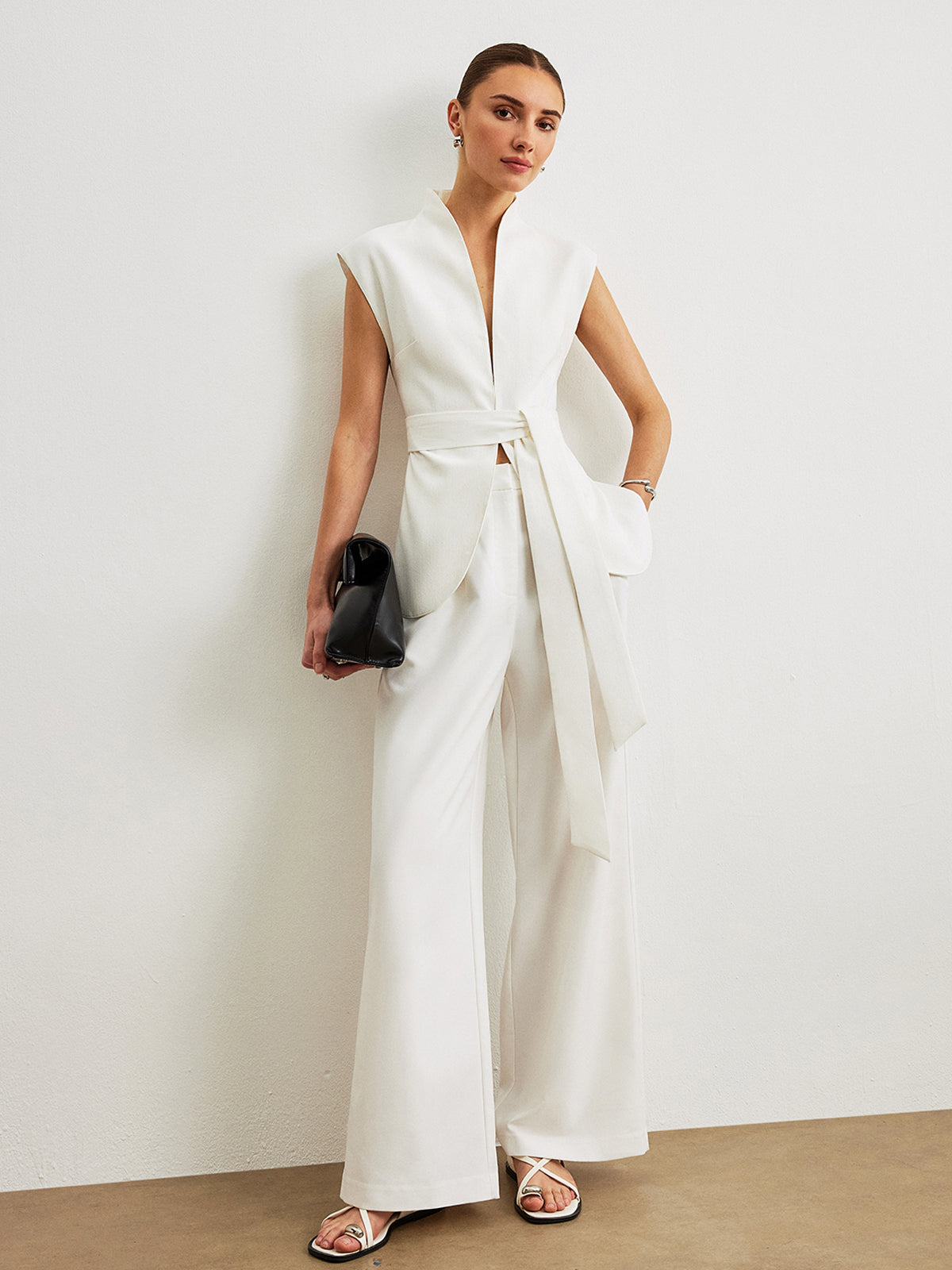 Belted Peplum Top & Pants Set