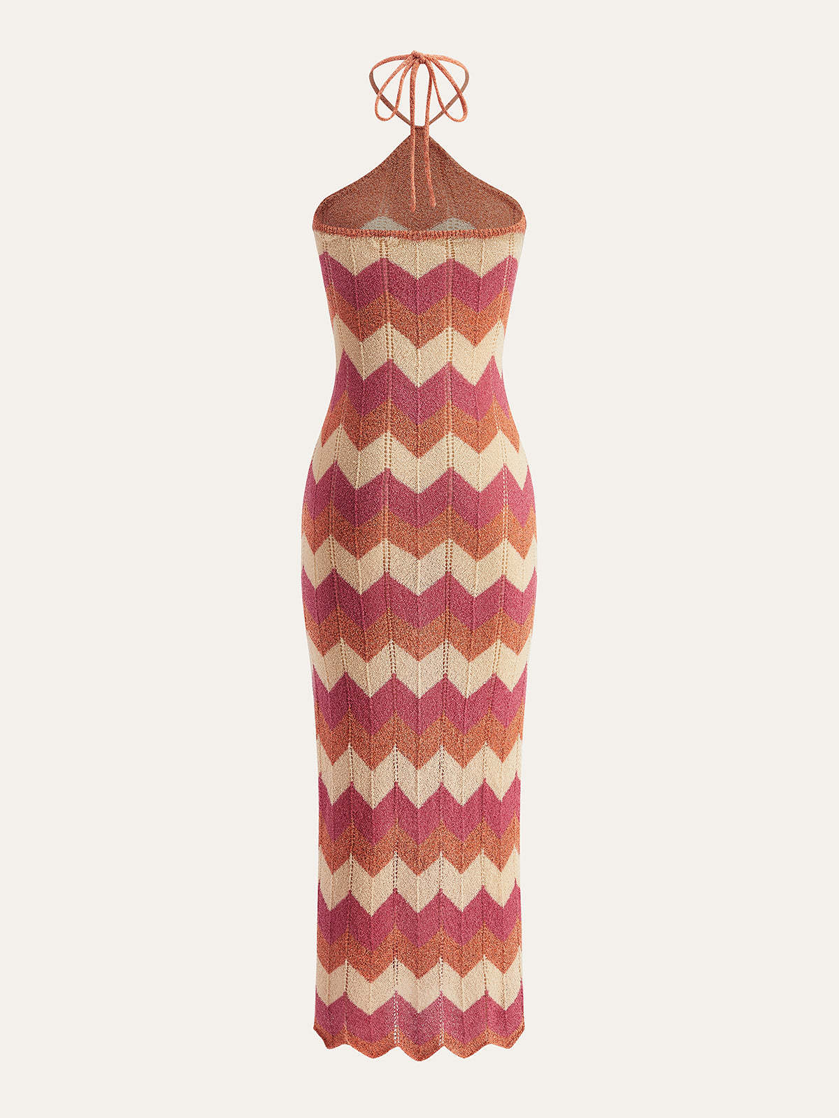 Color Block Halter Knotted Split Sweater Dress