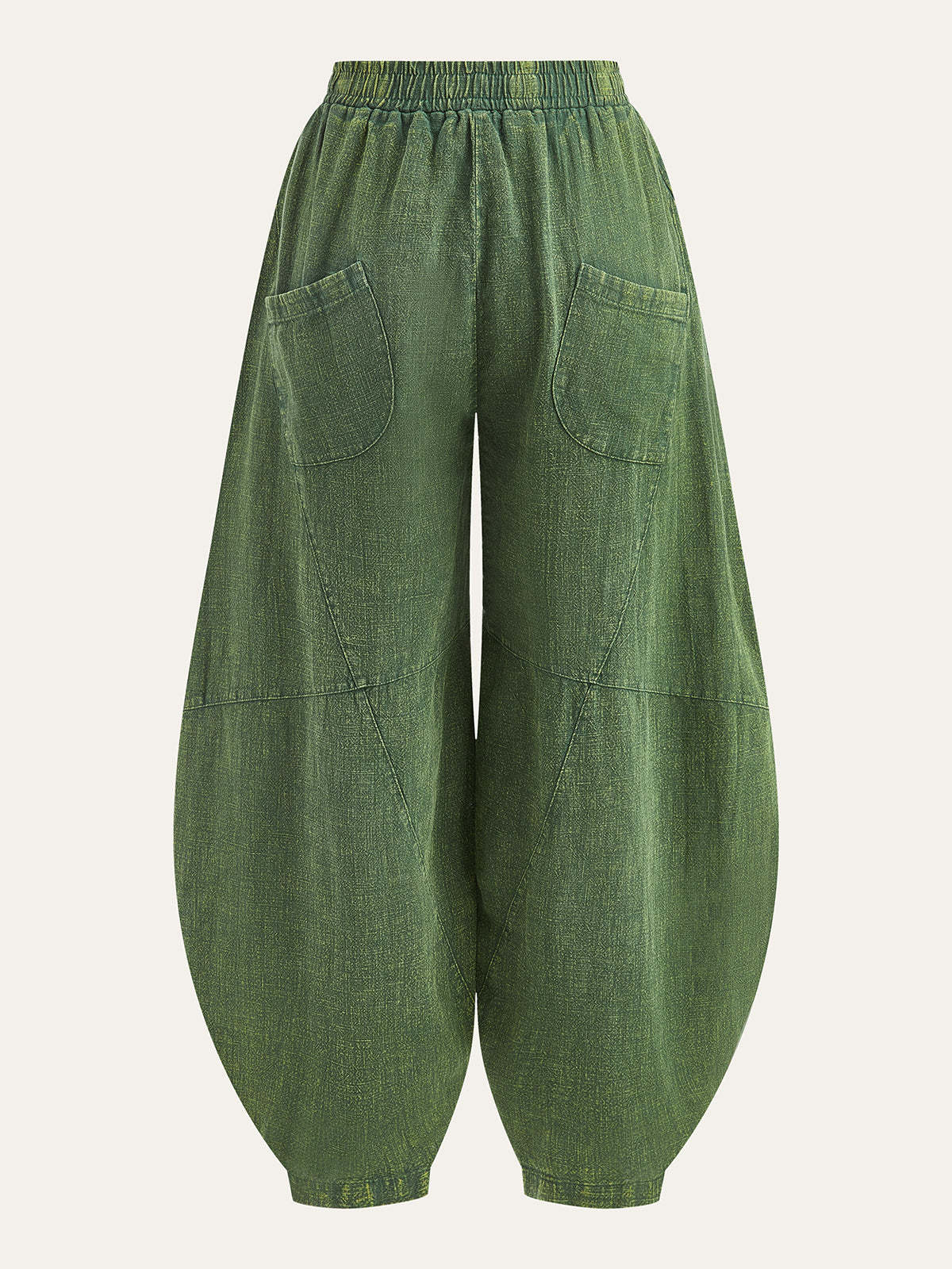 Distressed Paneled Loose Lantern Pants
