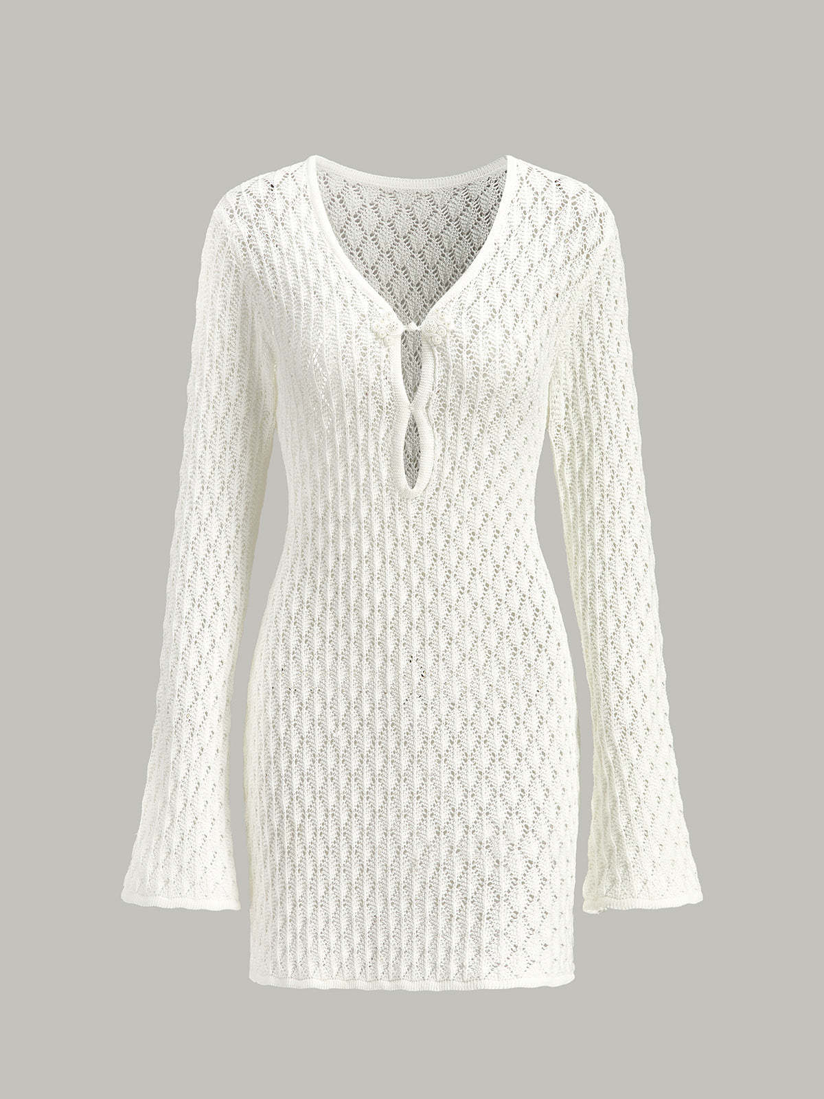 Sheer Knit Sweater Dress with Cut-Out Detail