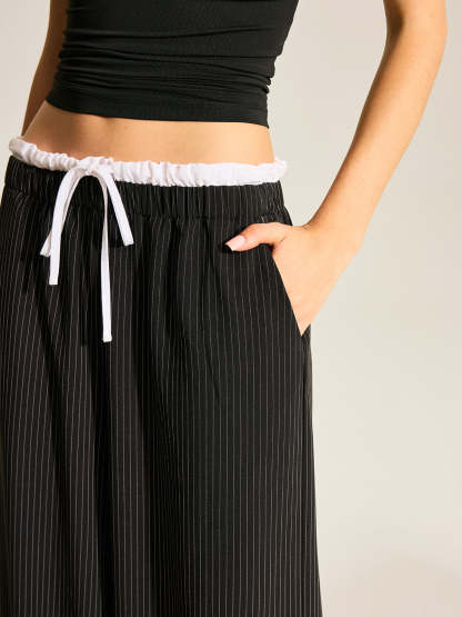 Striped Wide-Leg Pants