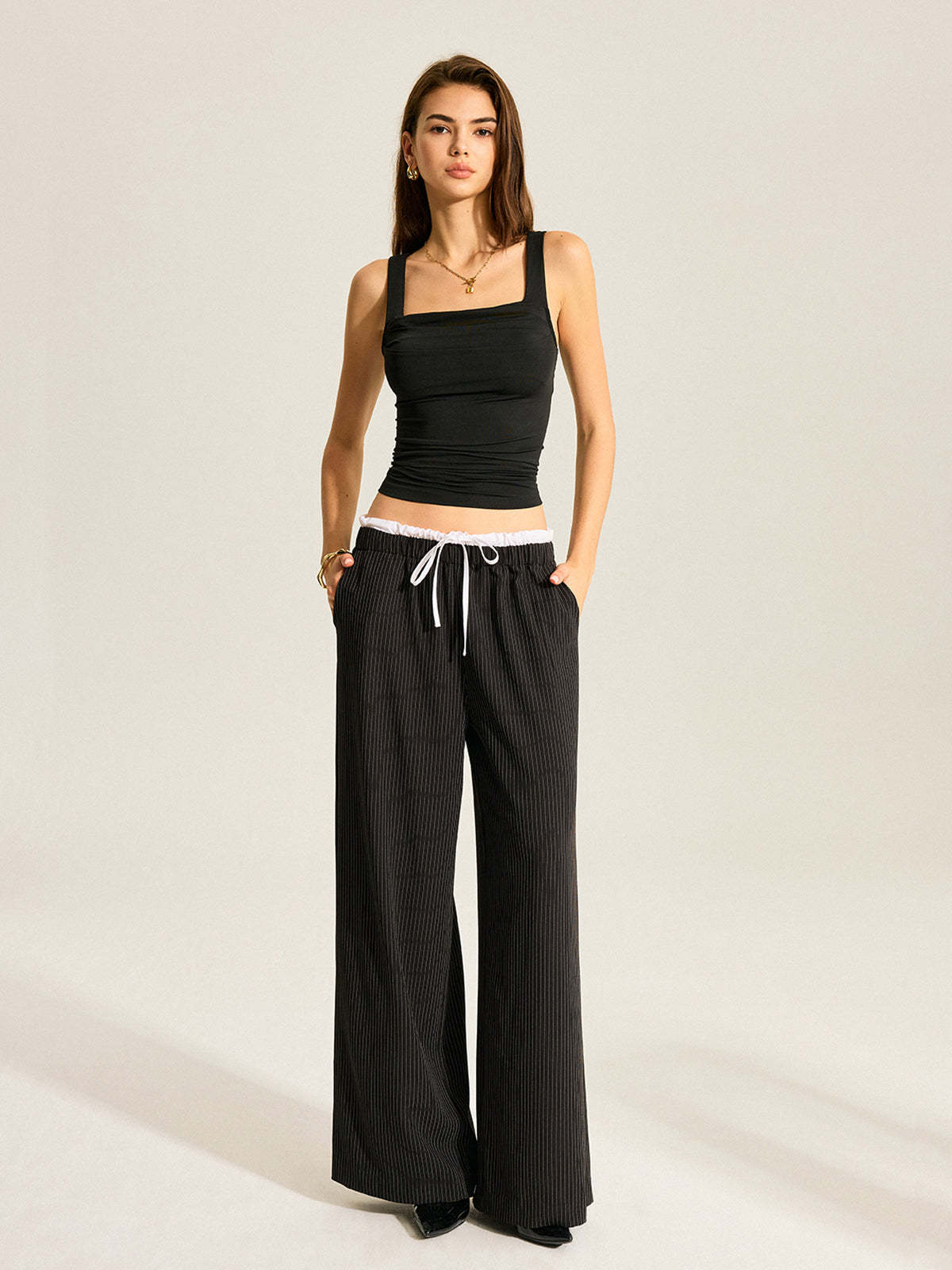 Striped Wide-Leg Pants