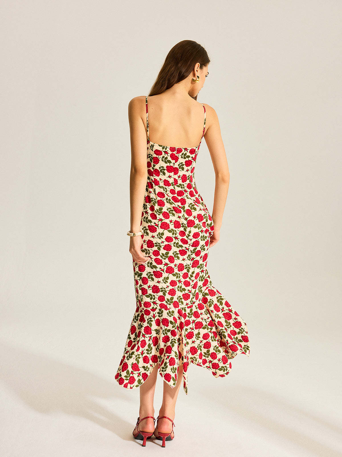 Floral Print Ruffle Hem Maxi Dress