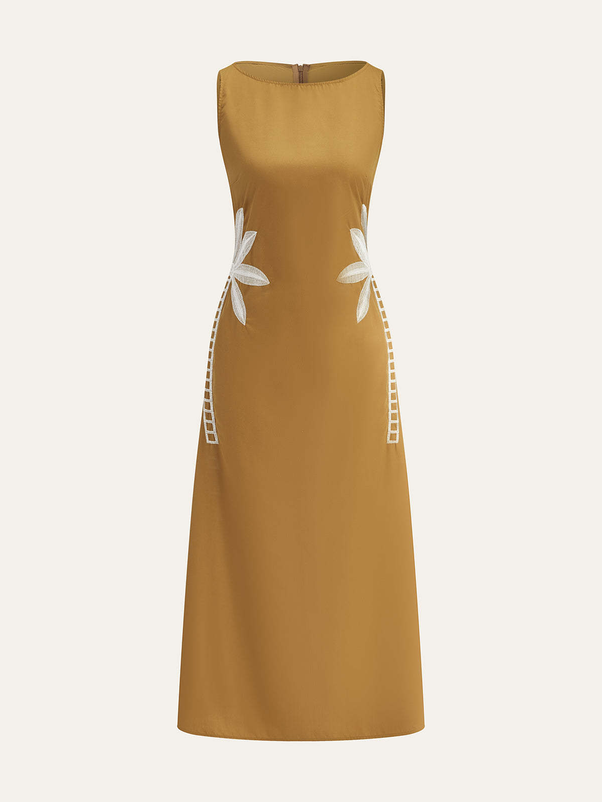 Side-Embroidered Sleeveless Dress