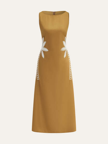 Side-Embroidered Sleeveless Dress
