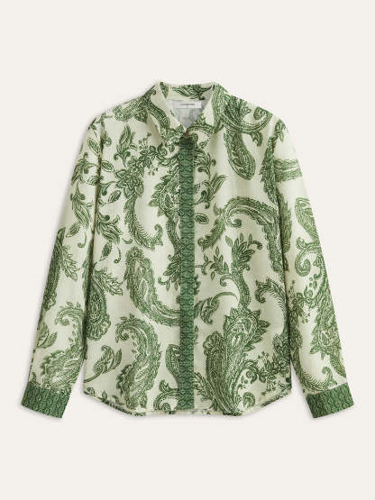 Paisley Print Button-Front Shirt