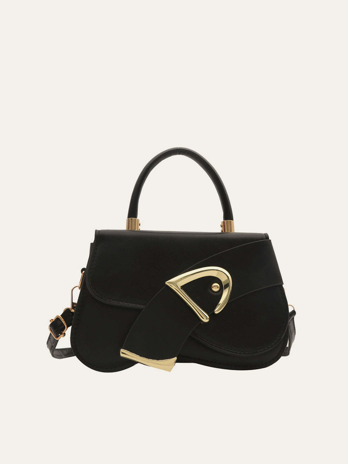 Geometric Buckle Detail Satchel Bag